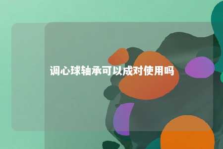 调心球轴承可以成对使用吗 