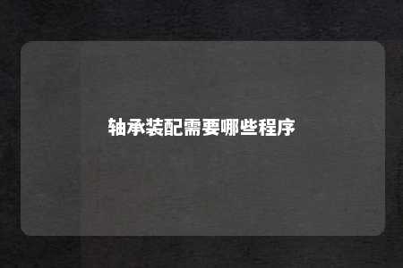 轴承装配需要哪些程序 