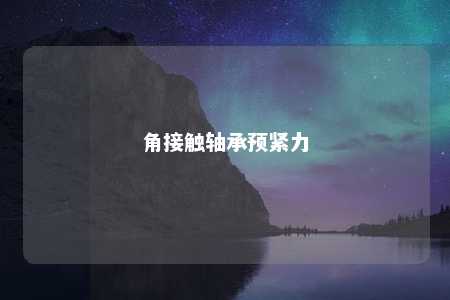 角接触轴承预紧力 
