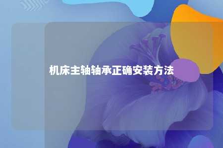 机床主轴轴承正确安装方法 