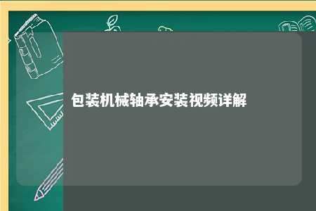 包装机械轴承安装视频详解 